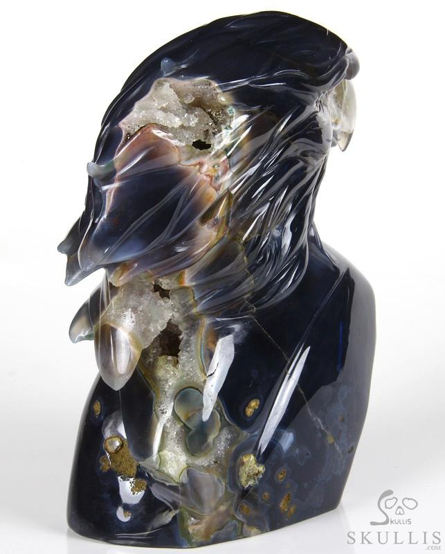 Amazing Huge 6.5" Amethyst Geode Agate Carved Crystal Eagle Head Sculpture Amazing Huge 6.5" Amethyst Geode Agate Carved Crystal Eagle Head Sculpture