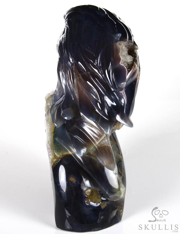 Amazing Huge 6.5" Amethyst Geode Agate Carved Crystal Eagle Head Sculpture Amazing Huge 6.5" Amethyst Geode Agate Carved Crystal Eagle Head Sculpture