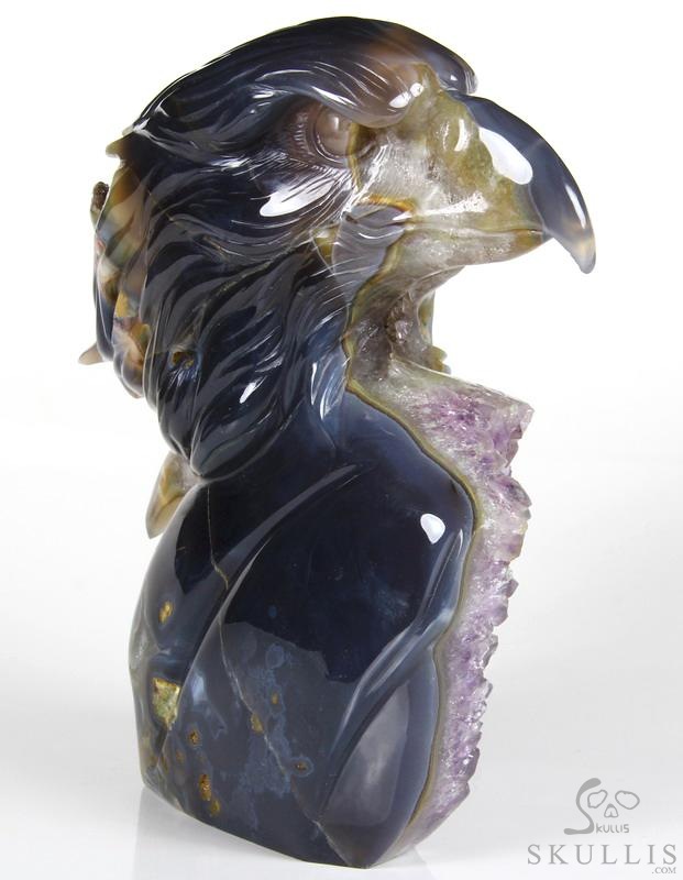 Amazing Huge 6.5" Amethyst Geode Agate Carved Crystal Eagle Head Sculpture Amazing Huge 6.5" Amethyst Geode Agate Carved Crystal Eagle Head Sculpture