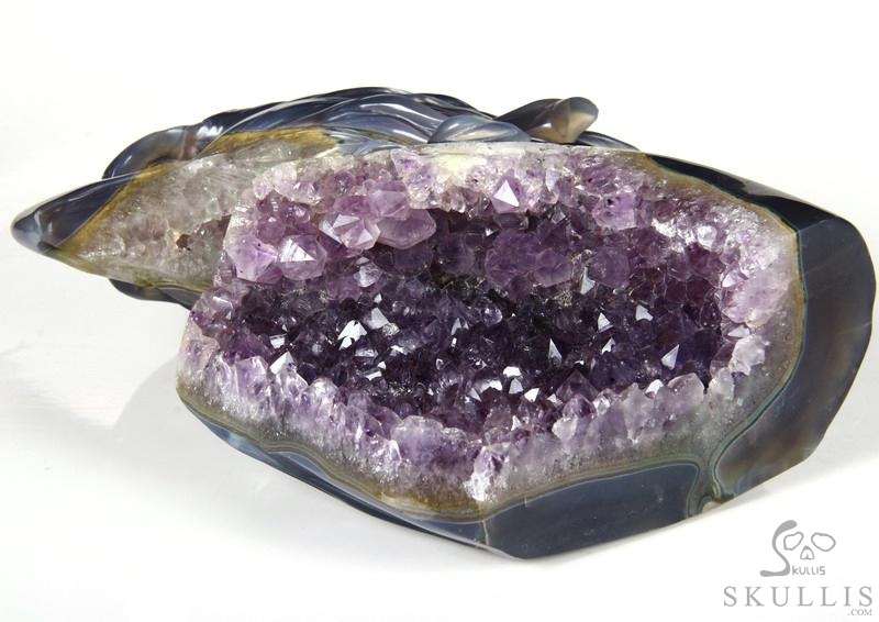 Amazing Huge 6.5" Amethyst Geode Agate Carved Crystal Eagle Head Sculpture Amazing Huge 6.5" Amethyst Geode Agate Carved Crystal Eagle Head Sculpture