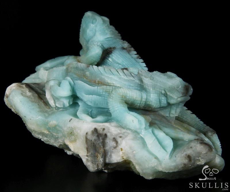 HUGE 7.3" Chinese Amazonite Carved Crystal lizards Sculpture HUGE 7.3" Chinese Amazonite Carved Crystal lizards Sculpture
