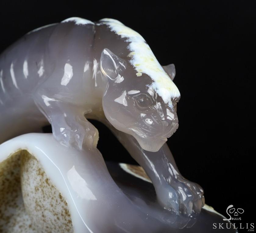 10.7" Agate Geode Carved Crystal Leopard, Crystal Healing 10.7" Agate Geode Carved Crystal Leopard, Crystal Healing