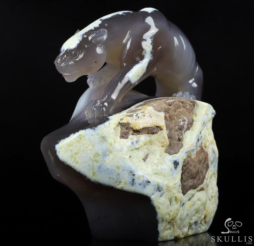 10.7" Agate Geode Carved Crystal Leopard, Crystal Healing 10.7" Agate Geode Carved Crystal Leopard, Crystal Healing