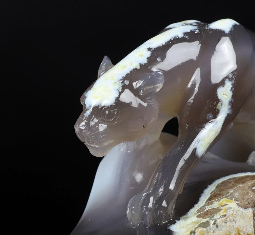 10.7" Agate Geode Carved Crystal Leopard, Crystal Healing 10.7" Agate Geode Carved Crystal Leopard, Crystal Healing