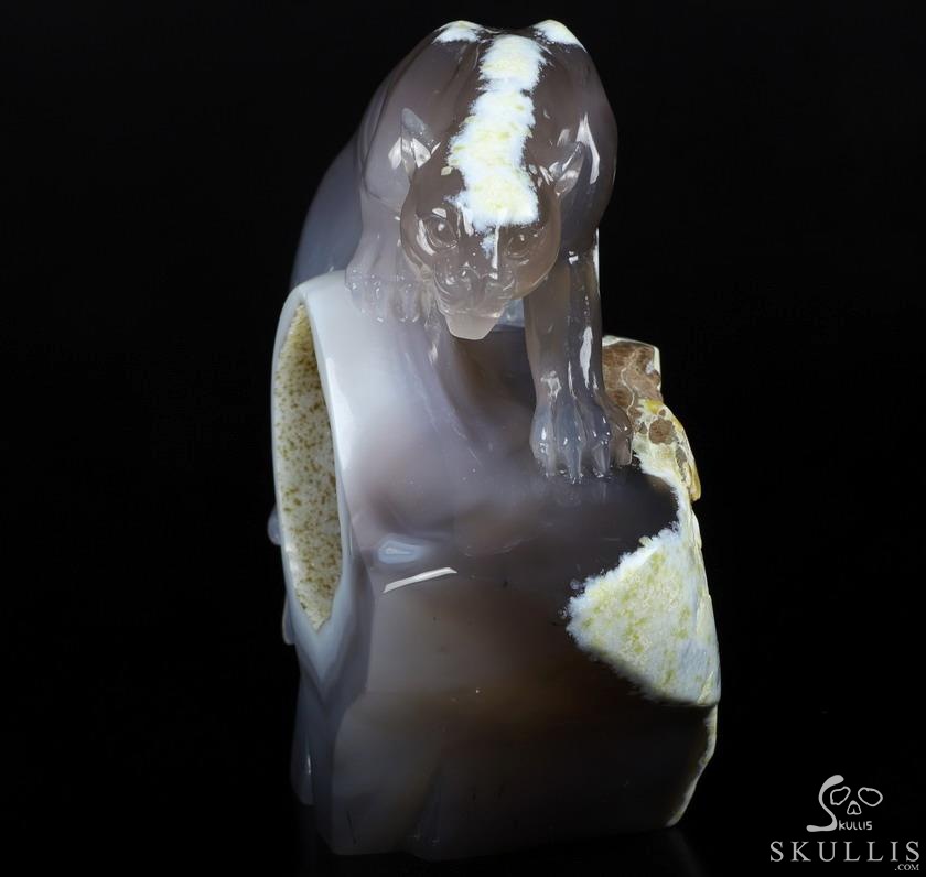 10.7" Agate Geode Carved Crystal Leopard, Crystal Healing 10.7" Agate Geode Carved Crystal Leopard, Crystal Healing