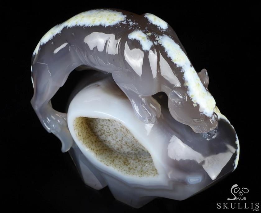 10.7" Agate Geode Carved Crystal Leopard, Crystal Healing 10.7" Agate Geode Carved Crystal Leopard, Crystal Healing