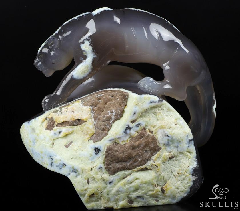 10.7" Agate Geode Carved Crystal Leopard, Crystal Healing 10.7" Agate Geode Carved Crystal Leopard, Crystal Healing