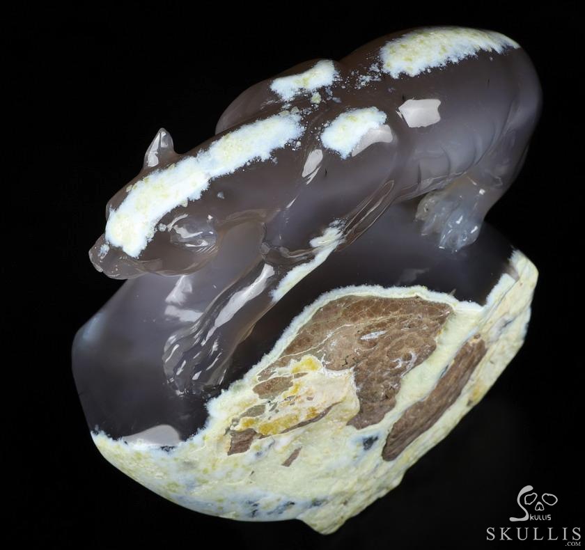 10.7" Agate Geode Carved Crystal Leopard, Crystal Healing 10.7" Agate Geode Carved Crystal Leopard, Crystal Healing