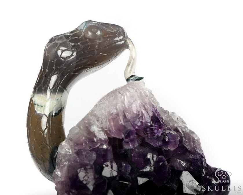 6.5" Amethyst & Agate Carved Crystal Snake, Crystal Healing 6.5" Amethyst & Agate Carved Crystal Snake, Crystal Healing