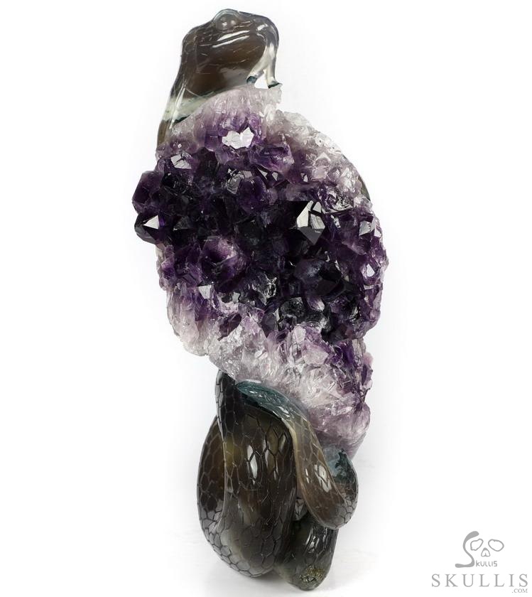 6.5" Amethyst & Agate Carved Crystal Snake, Crystal Healing 6.5" Amethyst & Agate Carved Crystal Snake, Crystal Healing