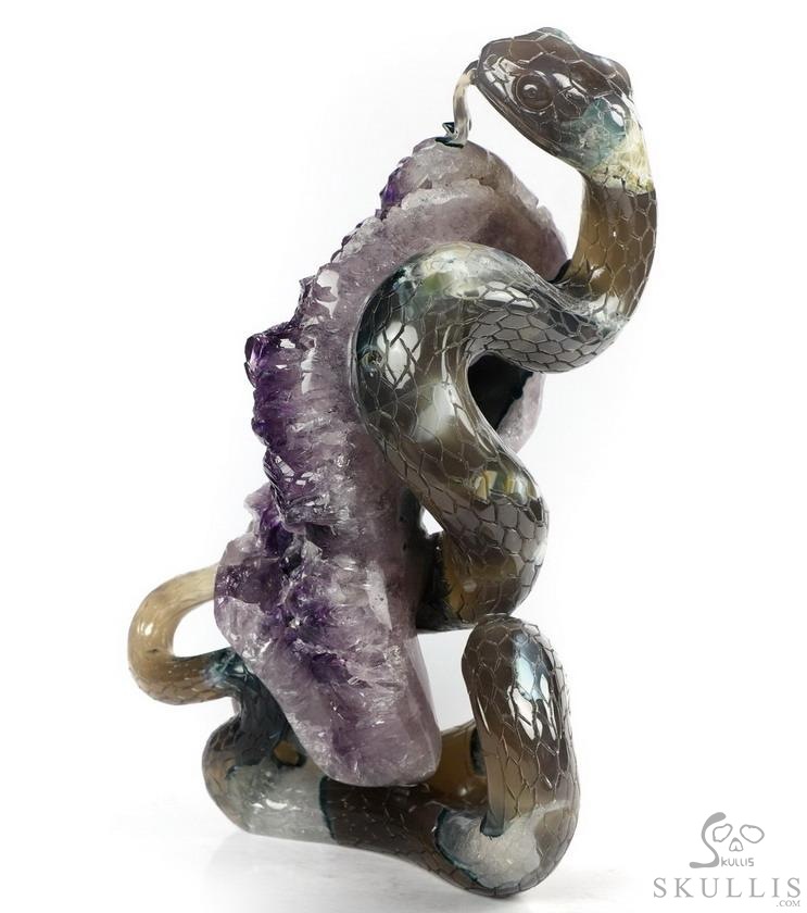 6.5" Amethyst & Agate Carved Crystal Snake, Crystal Healing 6.5" Amethyst & Agate Carved Crystal Snake, Crystal Healing