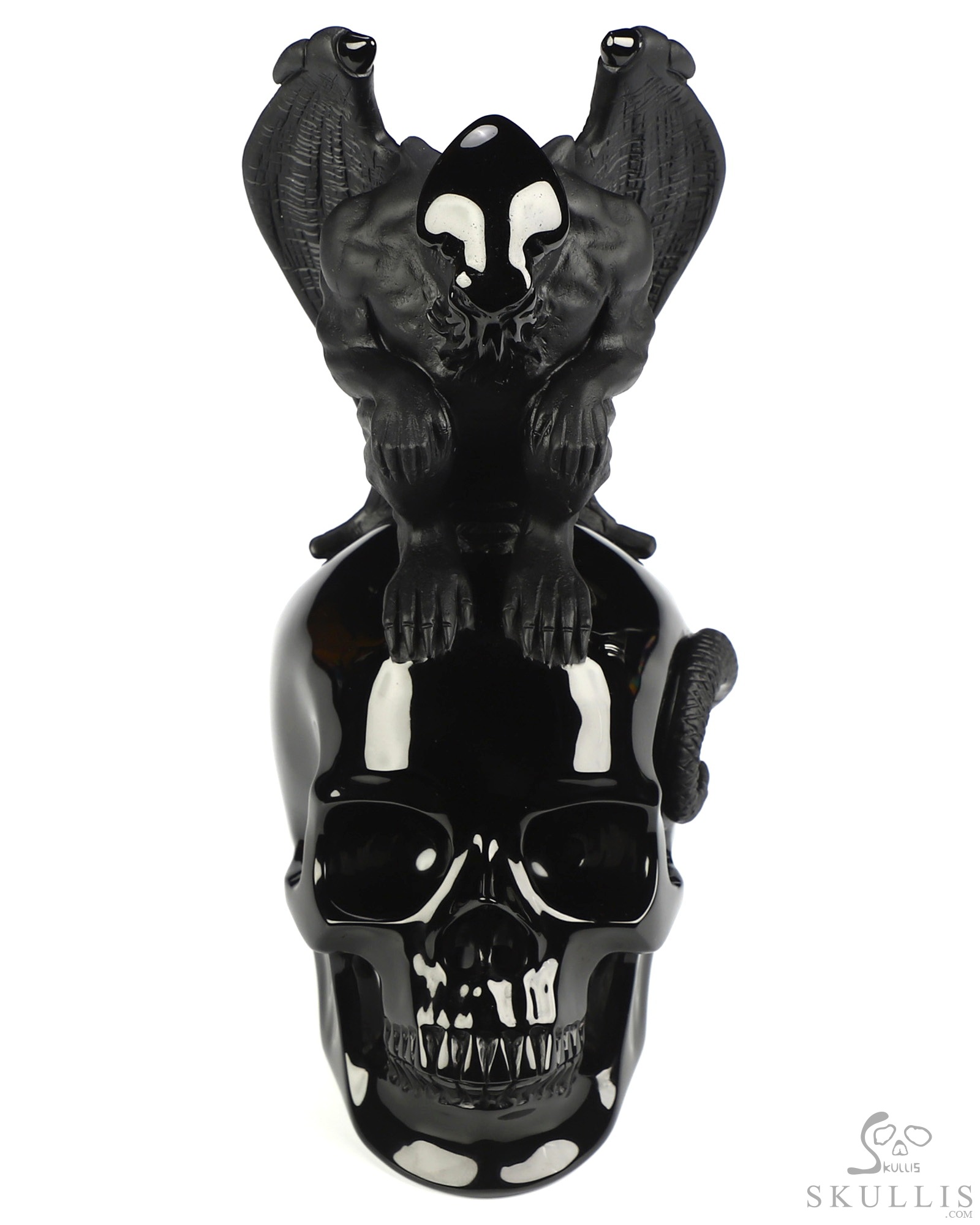 7.9" Black Obsidian Hand Carved Crystal Skull Fine Art Sculpture, Crystal Healing 7.9" Black Obsidian Hand Carved Crystal Skull Fine Art Sculpture, Crystal Healing