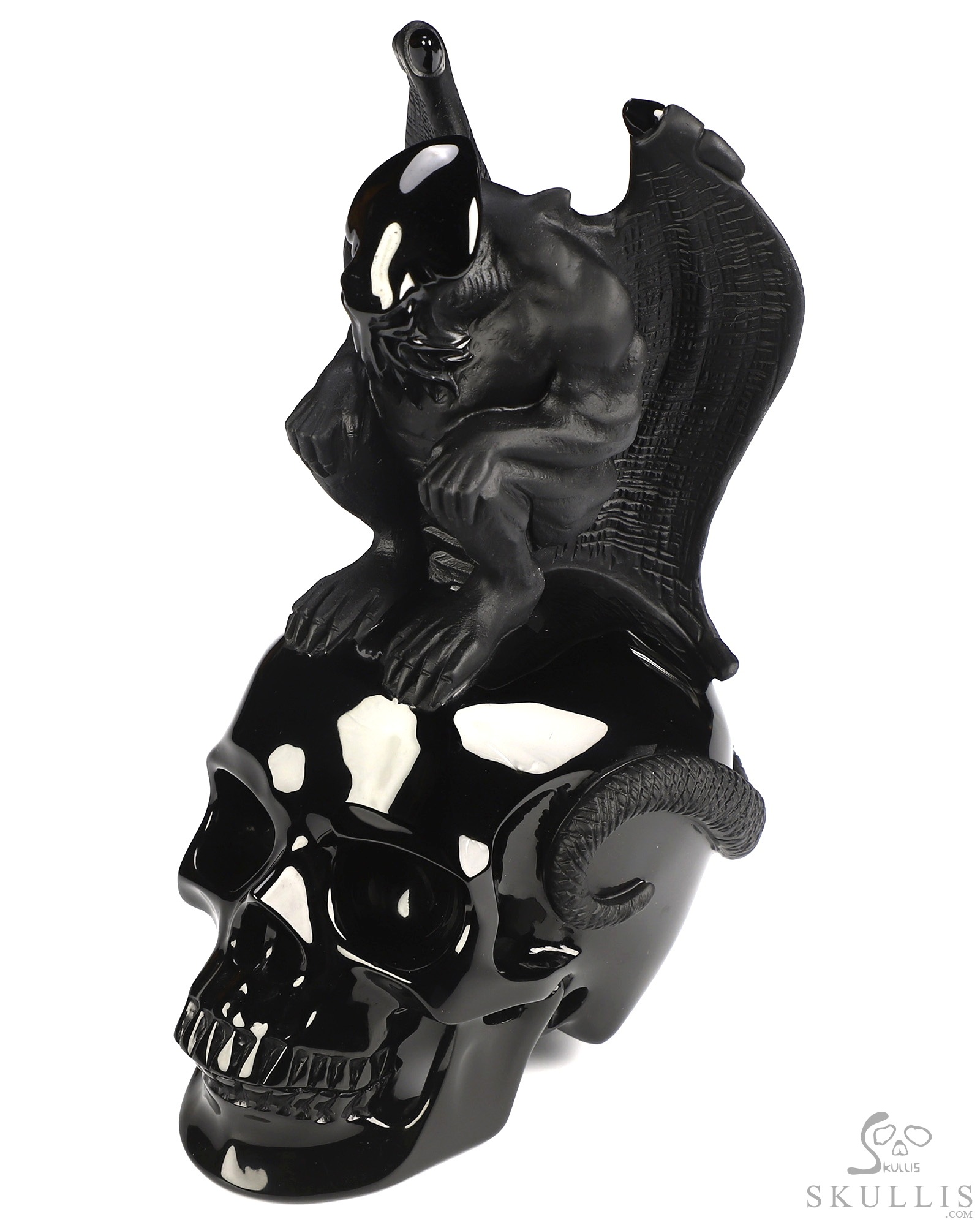 7.9" Black Obsidian Hand Carved Crystal Skull Fine Art Sculpture, Crystal Healing 7.9" Black Obsidian Hand Carved Crystal Skull Fine Art Sculpture, Crystal Healing