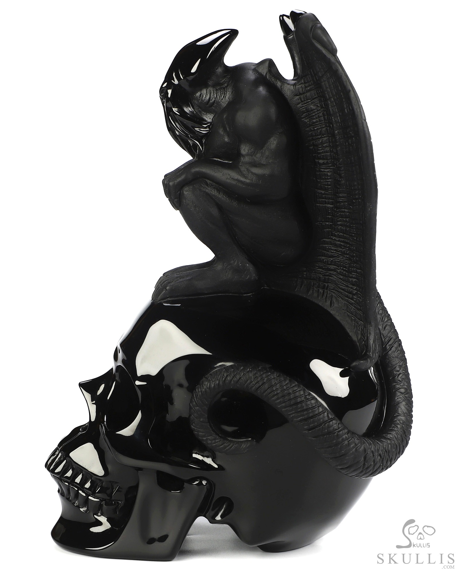 7.9" Black Obsidian Hand Carved Crystal Skull Fine Art Sculpture, Crystal Healing 7.9" Black Obsidian Hand Carved Crystal Skull Fine Art Sculpture, Crystal Healing