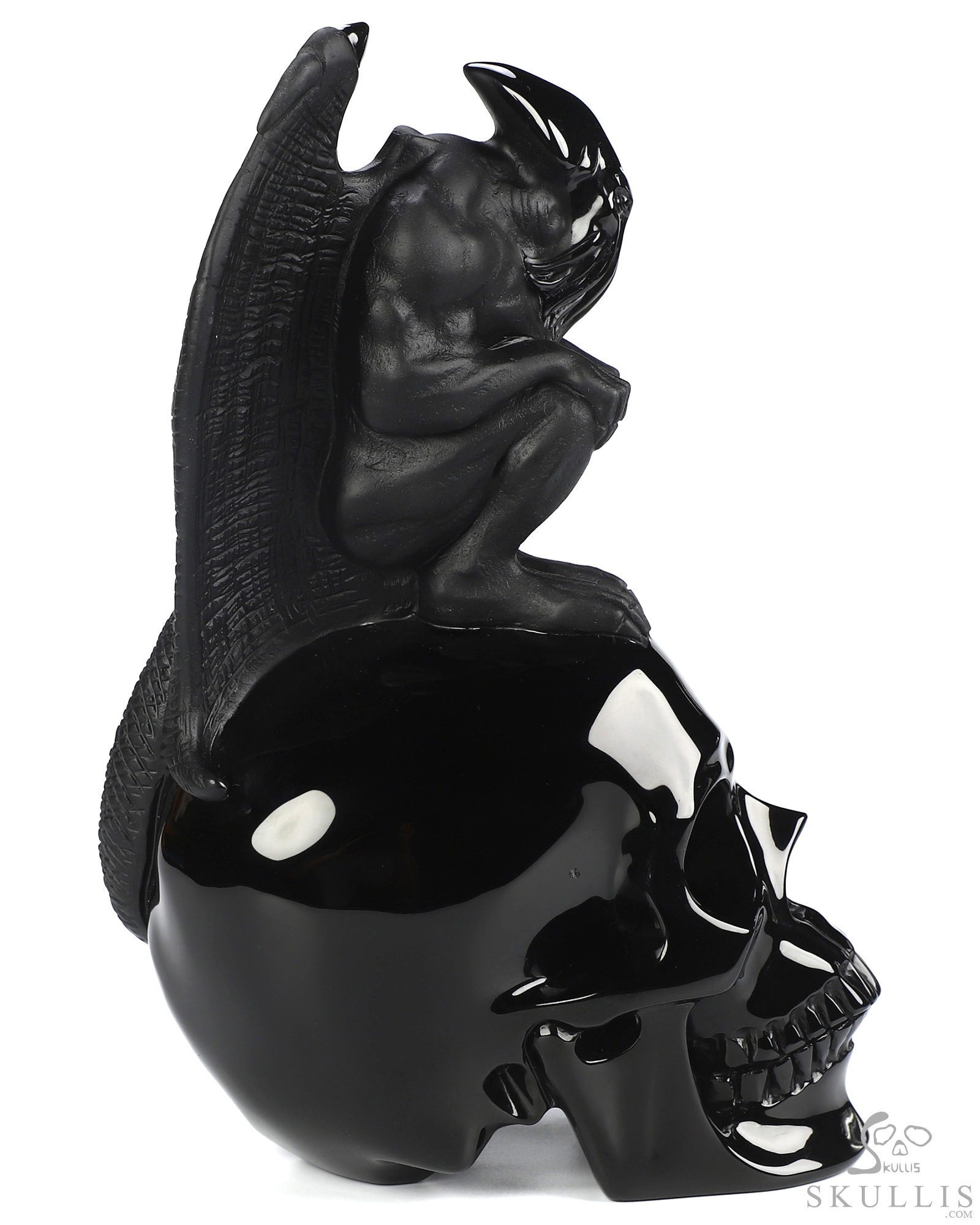 7.9" Black Obsidian Hand Carved Crystal Skull Fine Art Sculpture, Crystal Healing 7.9" Black Obsidian Hand Carved Crystal Skull Fine Art Sculpture, Crystal Healing