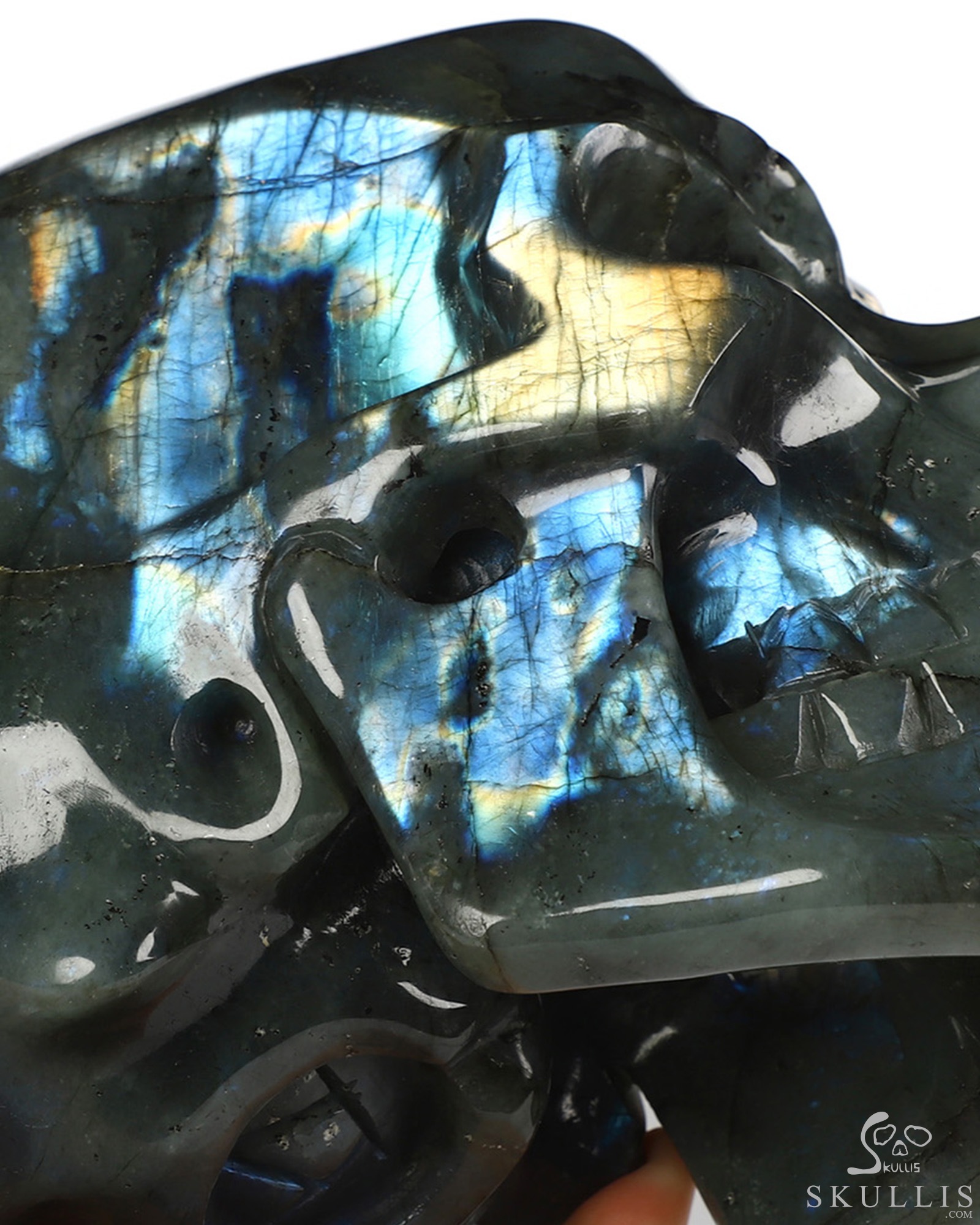 Lifesized 7.7" Labradorite Hand Carved Crystal Skull, Super Realistic, Crystal Healing Lifesized 7.7" Labradorite Hand Carved Crystal Skull, Super Realistic, Crystal Healing
