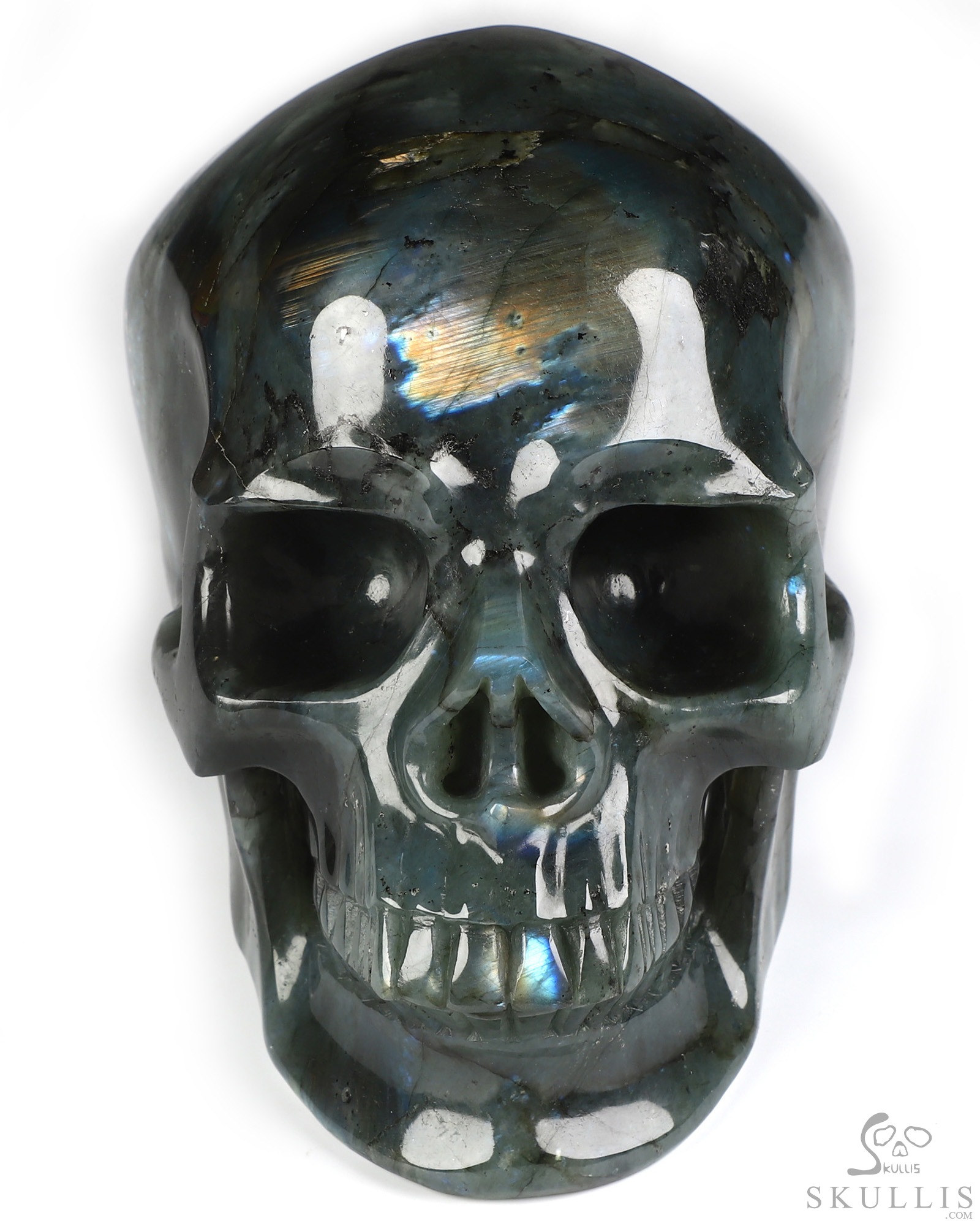 Lifesized 7.7" Labradorite Hand Carved Crystal Skull, Super Realistic, Crystal Healing Lifesized 7.7" Labradorite Hand Carved Crystal Skull, Super Realistic, Crystal Healing