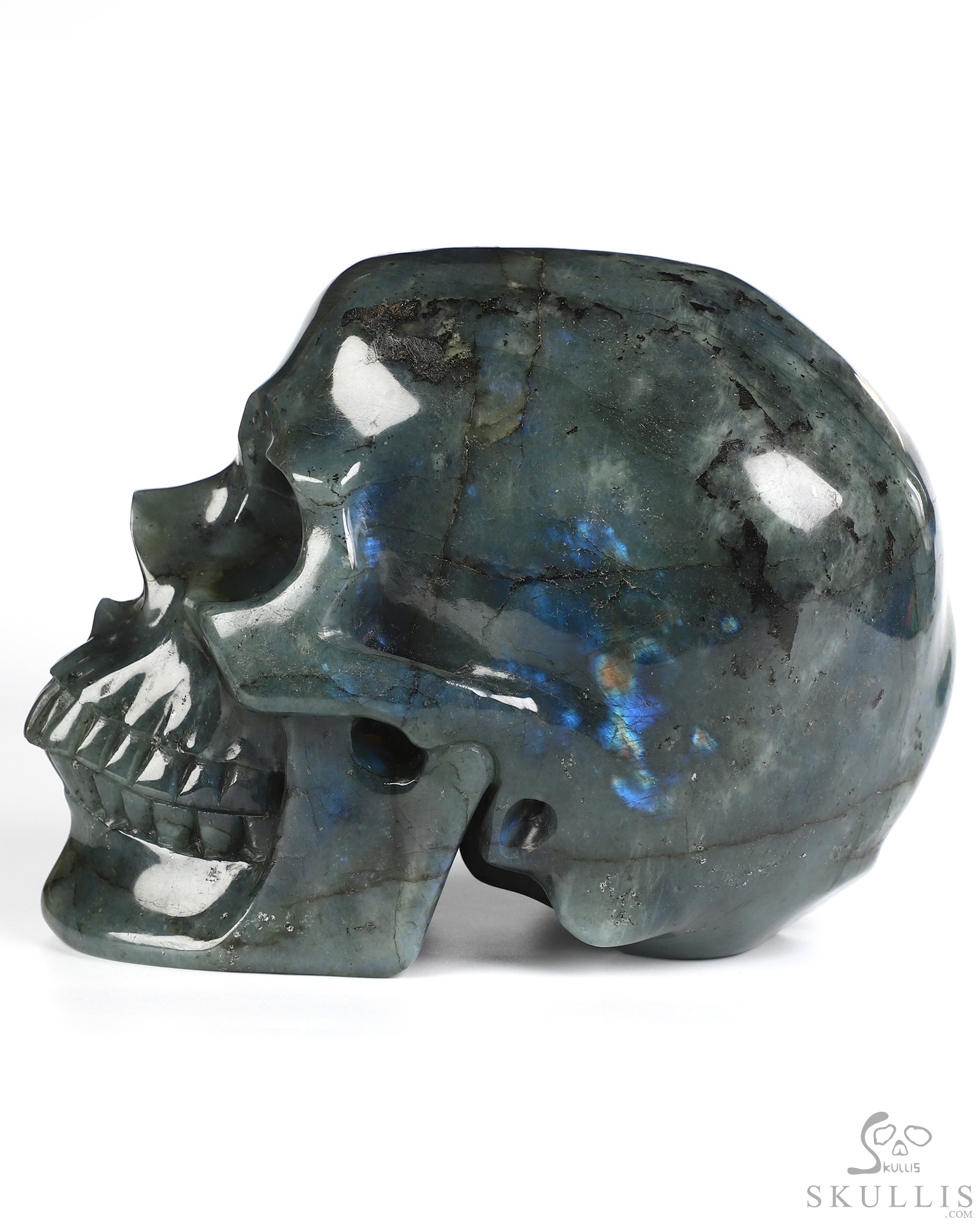 Lifesized 7.7" Labradorite Hand Carved Crystal Skull, Super Realistic, Crystal Healing Lifesized 7.7" Labradorite Hand Carved Crystal Skull, Super Realistic, Crystal Healing