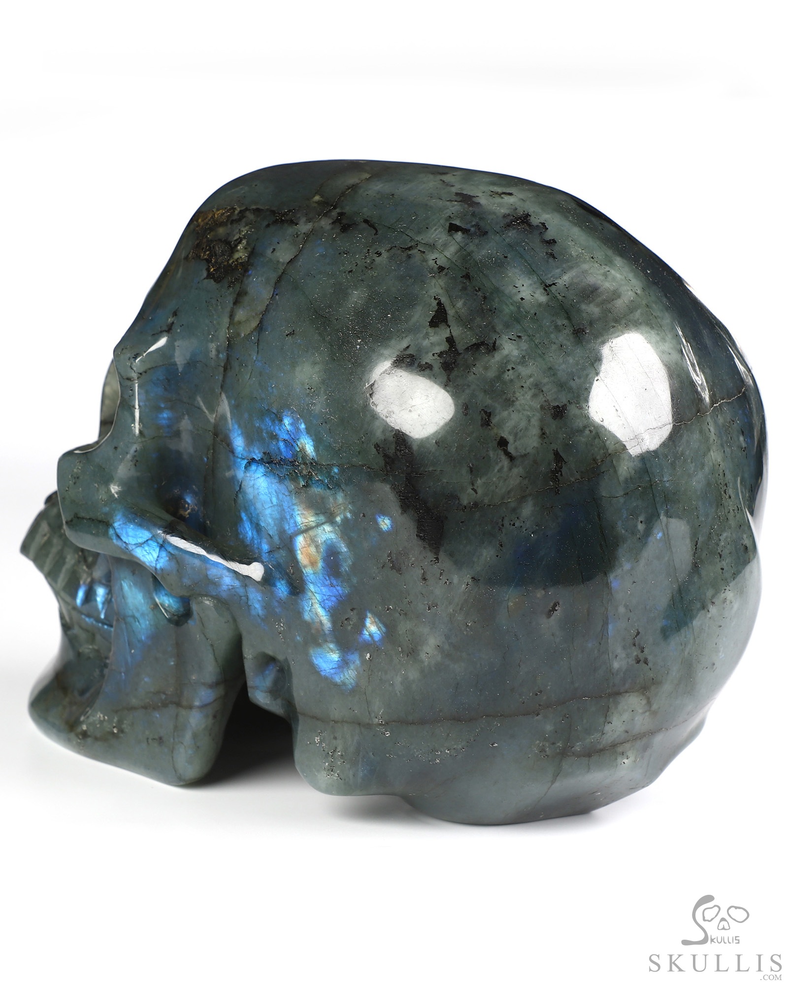 Lifesized 7.7" Labradorite Hand Carved Crystal Skull, Super Realistic, Crystal Healing Lifesized 7.7" Labradorite Hand Carved Crystal Skull, Super Realistic, Crystal Healing
