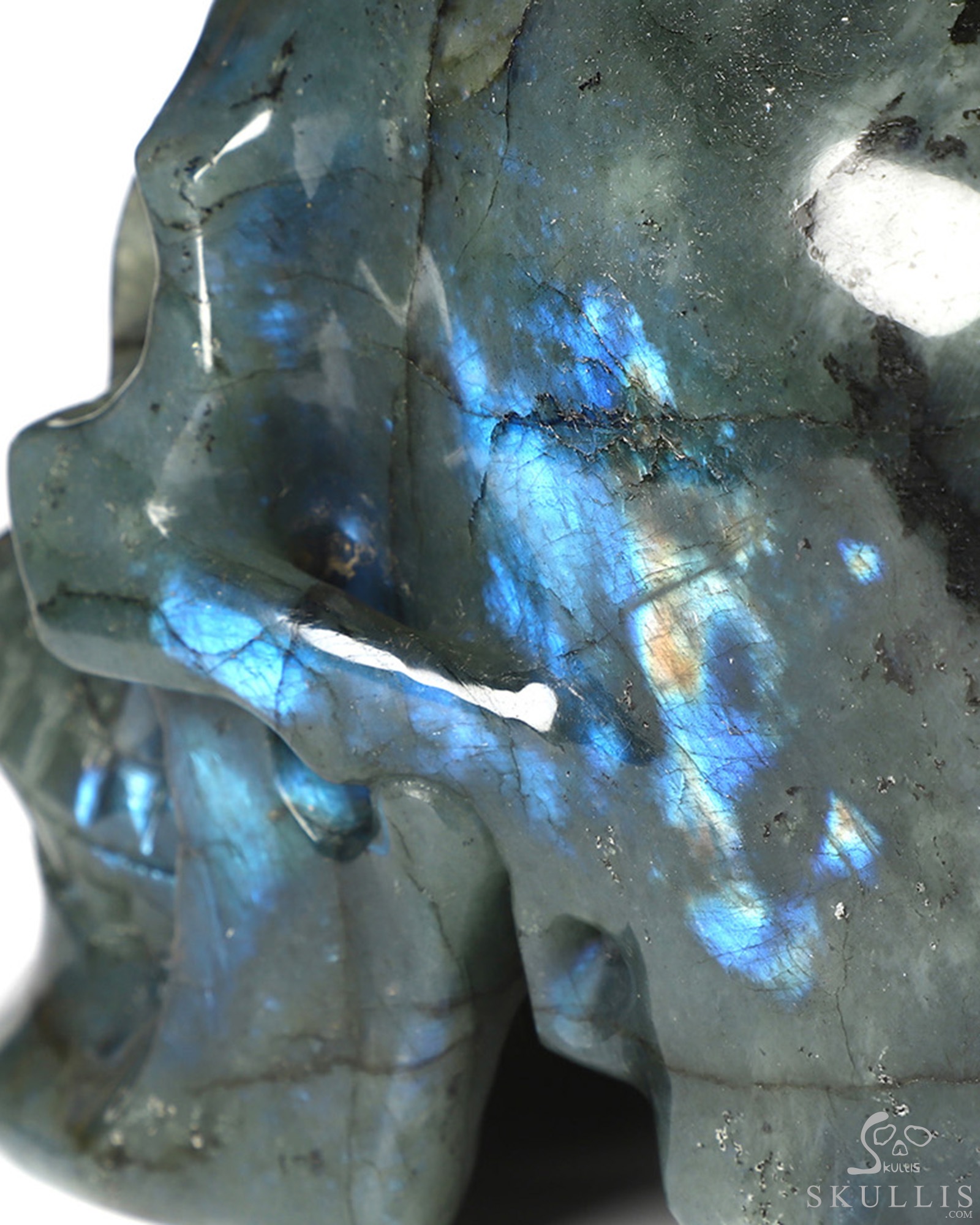 Lifesized 7.7" Labradorite Hand Carved Crystal Skull, Super Realistic, Crystal Healing Lifesized 7.7" Labradorite Hand Carved Crystal Skull, Super Realistic, Crystal Healing