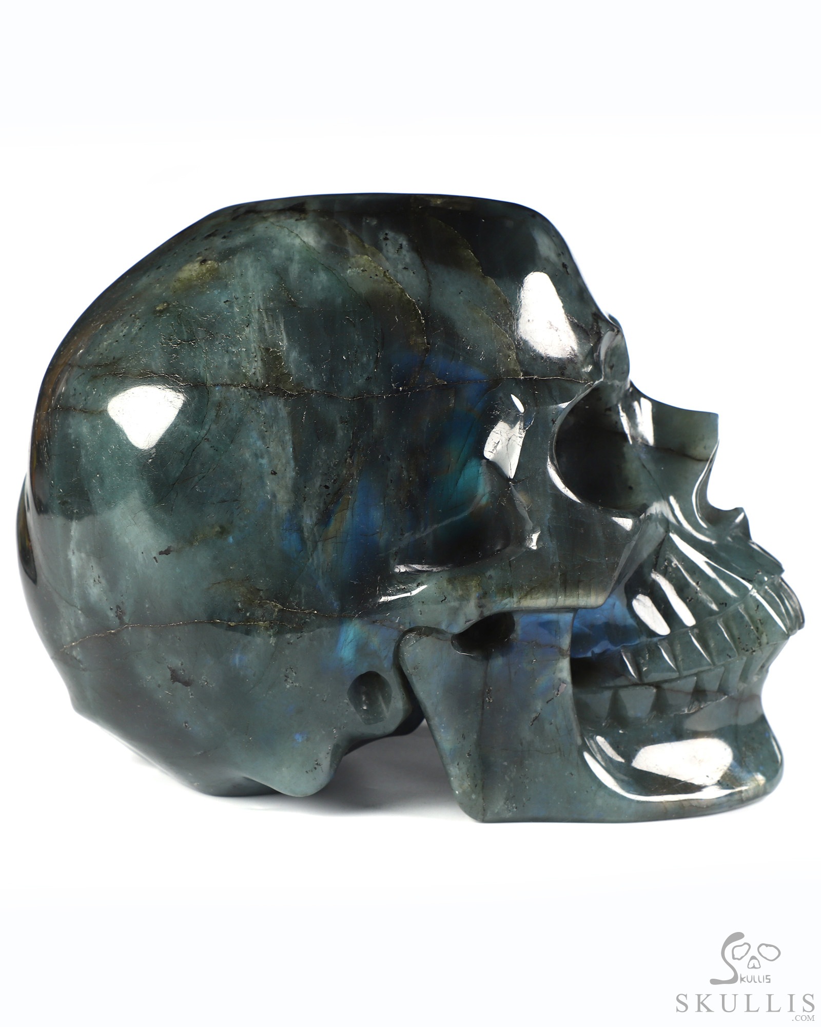 Lifesized 7.7" Labradorite Hand Carved Crystal Skull, Super Realistic, Crystal Healing Lifesized 7.7" Labradorite Hand Carved Crystal Skull, Super Realistic, Crystal Healing
