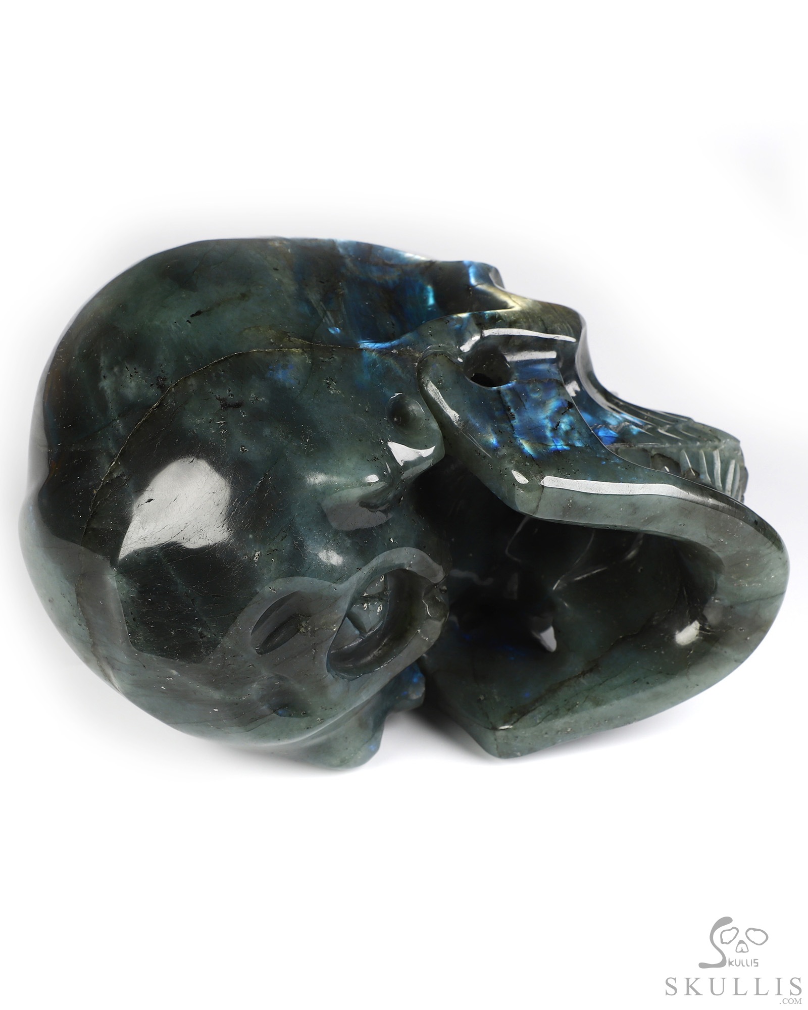 Lifesized 7.7" Labradorite Hand Carved Crystal Skull, Super Realistic, Crystal Healing Lifesized 7.7" Labradorite Hand Carved Crystal Skull, Super Realistic, Crystal Healing