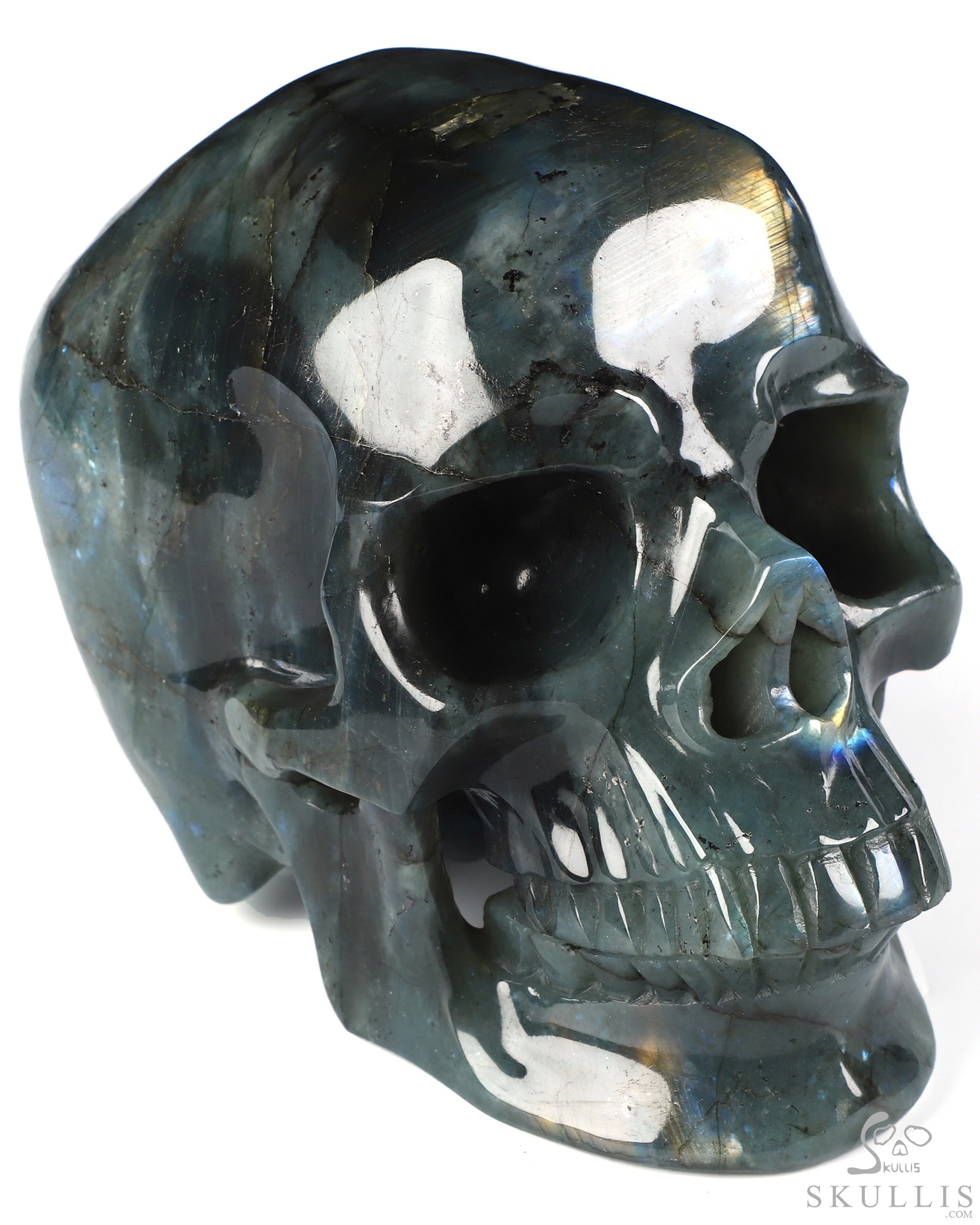 Lifesized 7.7" Labradorite Hand Carved Crystal Skull, Super Realistic, Crystal Healing Lifesized 7.7" Labradorite Hand Carved Crystal Skull, Super Realistic, Crystal Healing