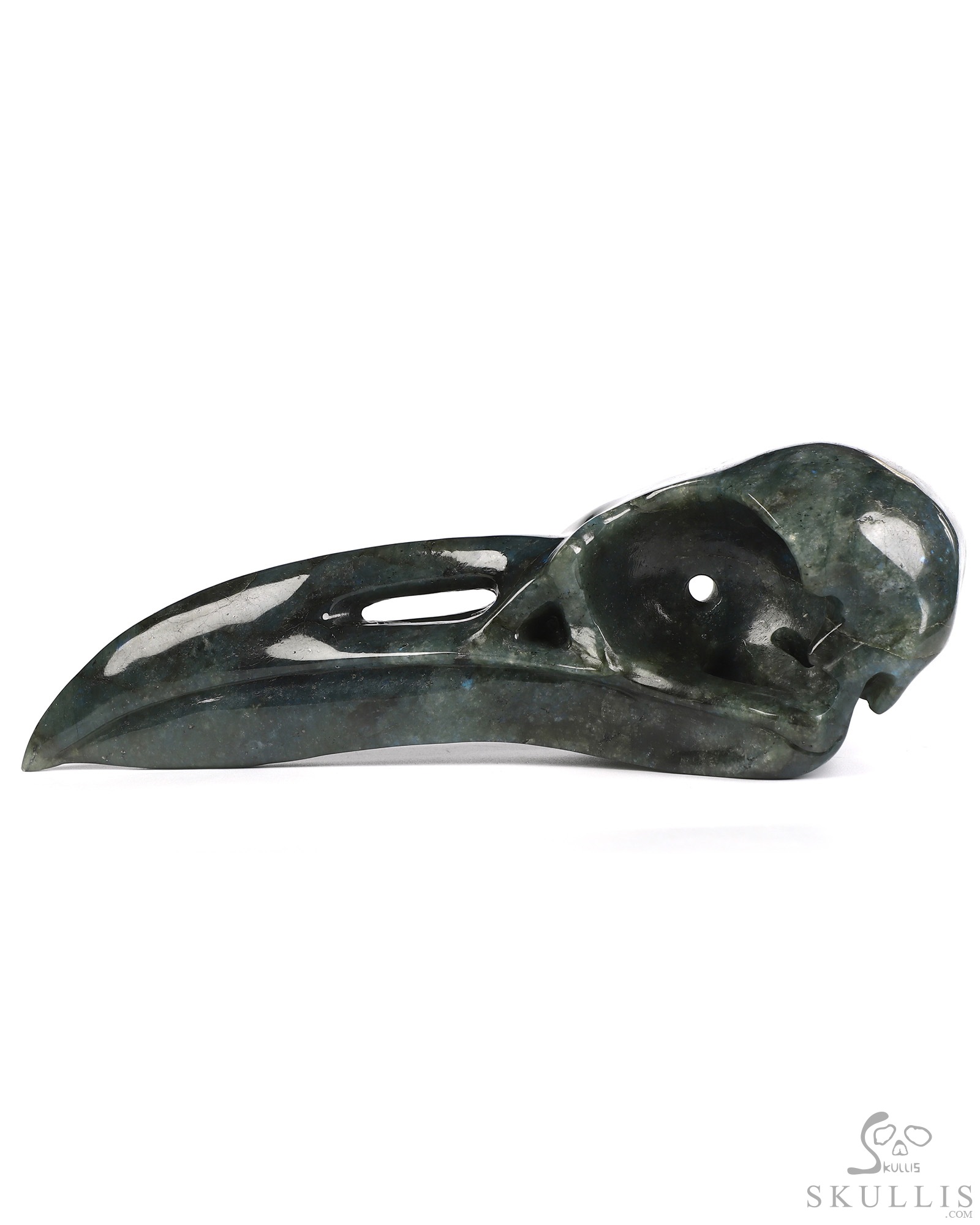 9.1" Labradorite Hand Carved Raven Crystal Skull Sculpture, Crystal Healing 9.1" Labradorite Hand Carved Raven Crystal Skull Sculpture, Crystal Healing
