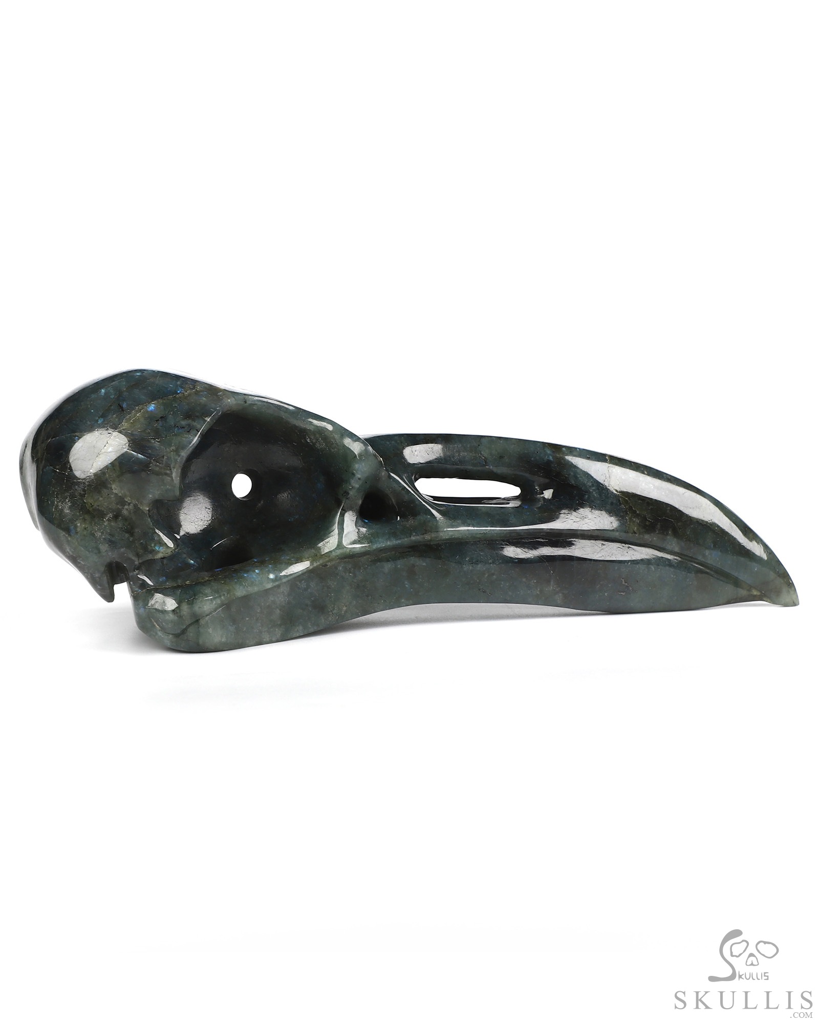 9.1" Labradorite Hand Carved Raven Crystal Skull Sculpture, Crystal Healing 9.1" Labradorite Hand Carved Raven Crystal Skull Sculpture, Crystal Healing