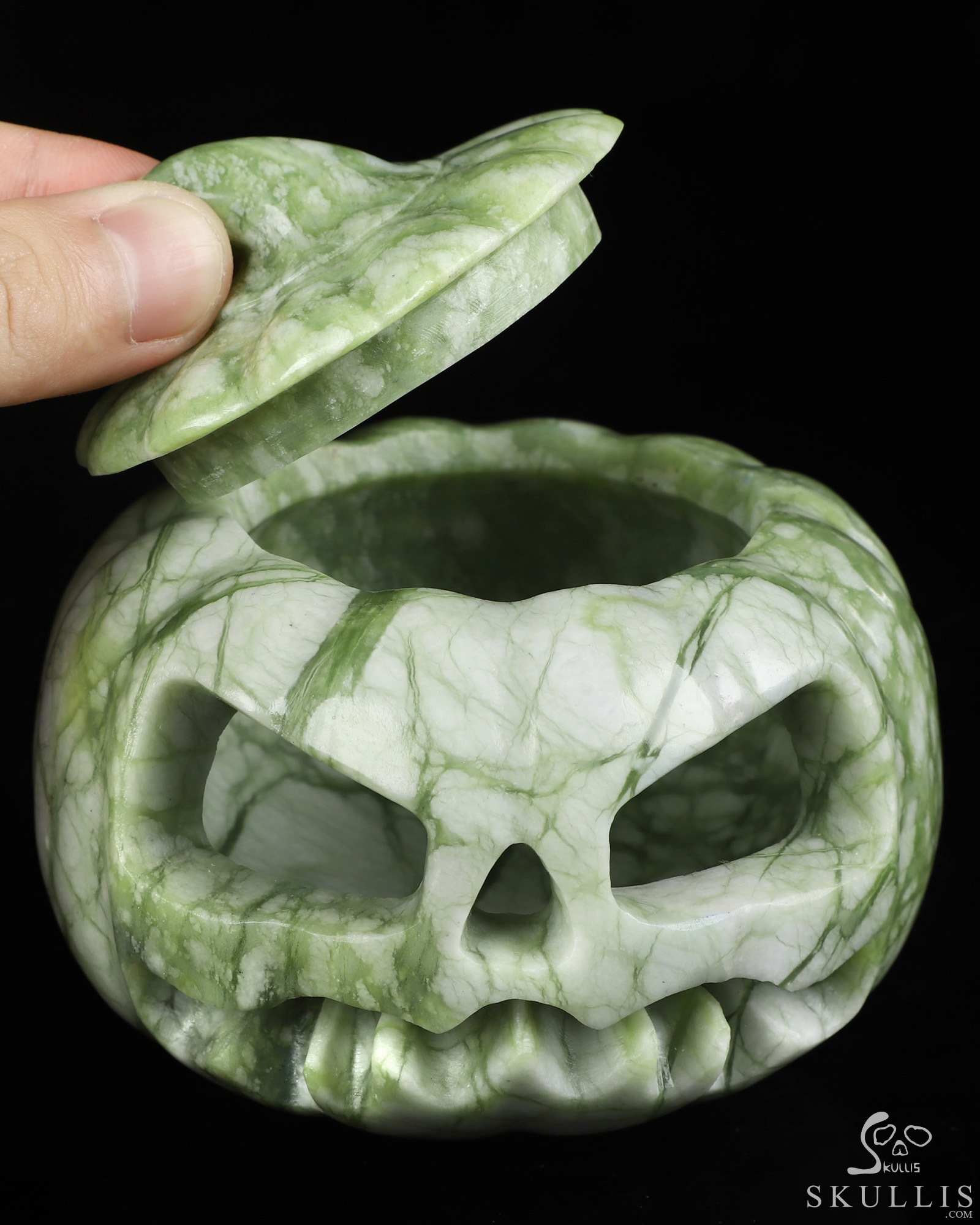3.9" Chinese Picasso Jasper Hand Carved Hollow Pumpkin Crystal Skull Sculpture, Crystal Healing 3.9" Chinese Picasso Jasper Hand Carved Hollow Pumpkin Crystal Skull Sculpture, Crystal Healing