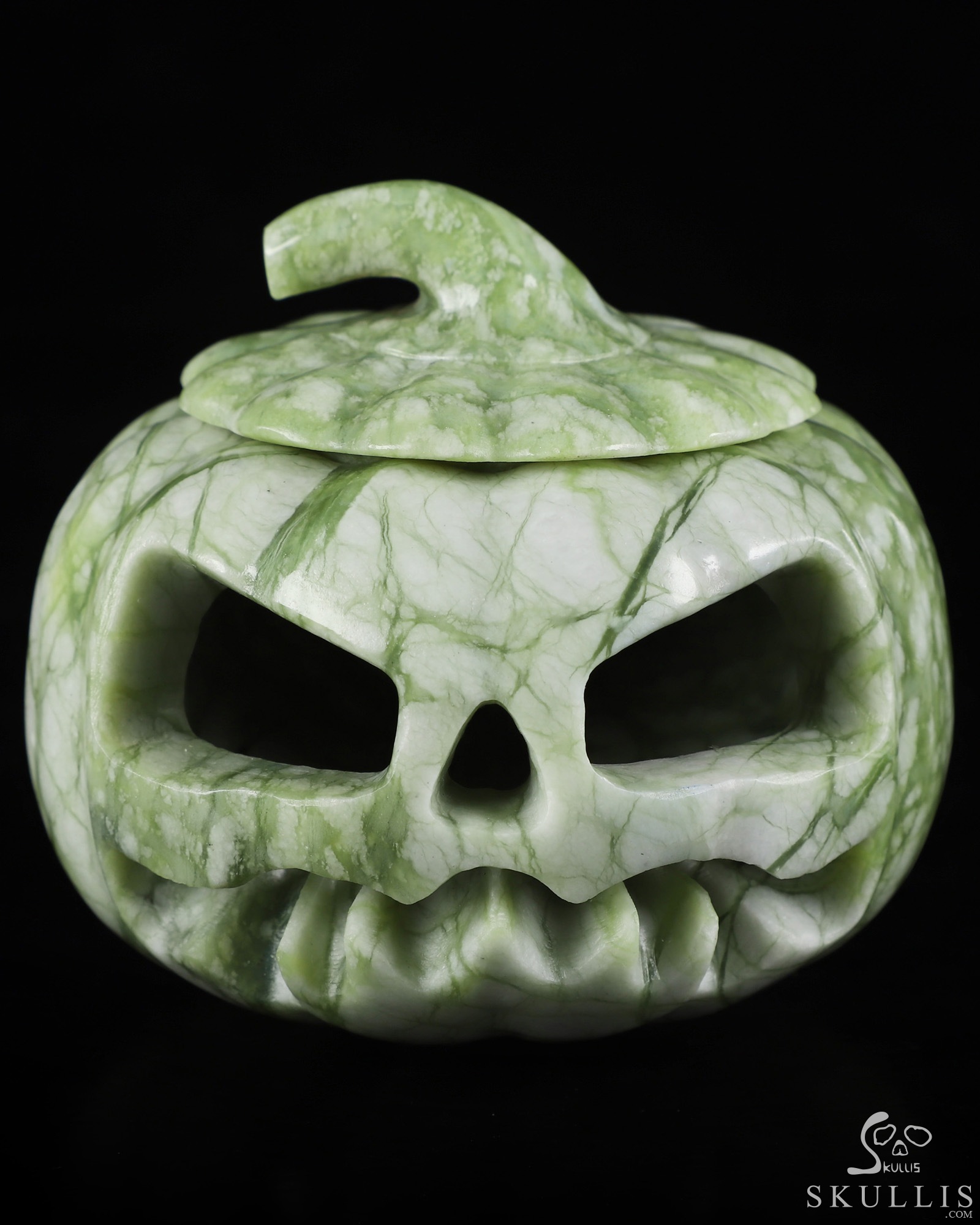 3.9" Chinese Picasso Jasper Hand Carved Hollow Pumpkin Crystal Skull Sculpture, Crystal Healing 3.9" Chinese Picasso Jasper Hand Carved Hollow Pumpkin Crystal Skull Sculpture, Crystal Healing