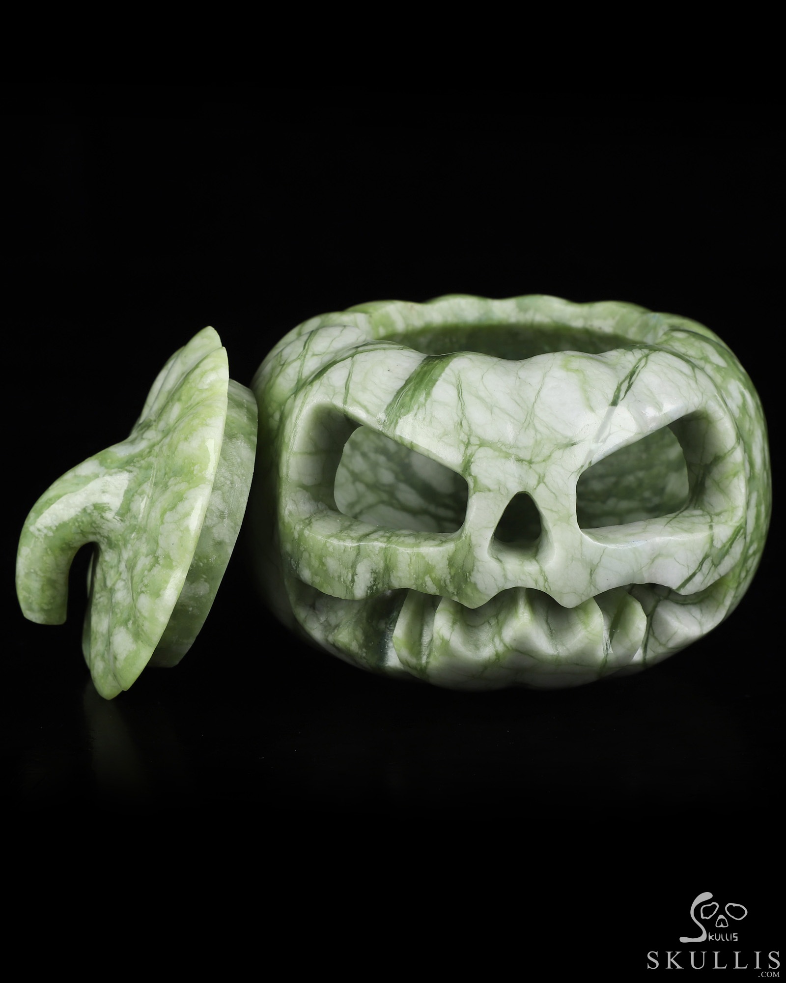 3.9" Chinese Picasso Jasper Hand Carved Hollow Pumpkin Crystal Skull Sculpture, Crystal Healing 3.9" Chinese Picasso Jasper Hand Carved Hollow Pumpkin Crystal Skull Sculpture, Crystal Healing
