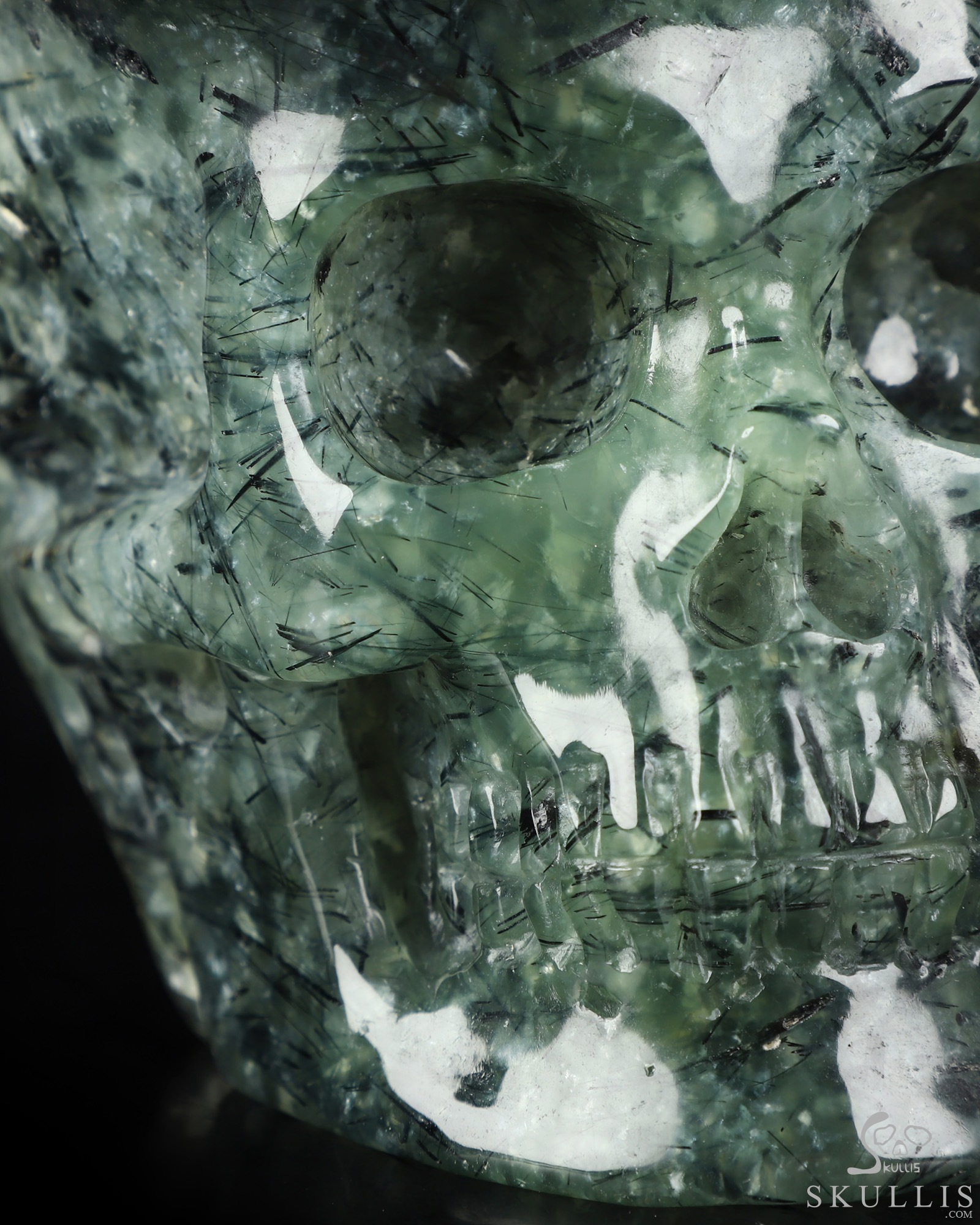 10.6" Prehnite Hand Carved Crystal Skull Fine Art Sculpture, Crystal Healing 10.6" Prehnite Hand Carved Crystal Skull Fine Art Sculpture, Crystal Healing