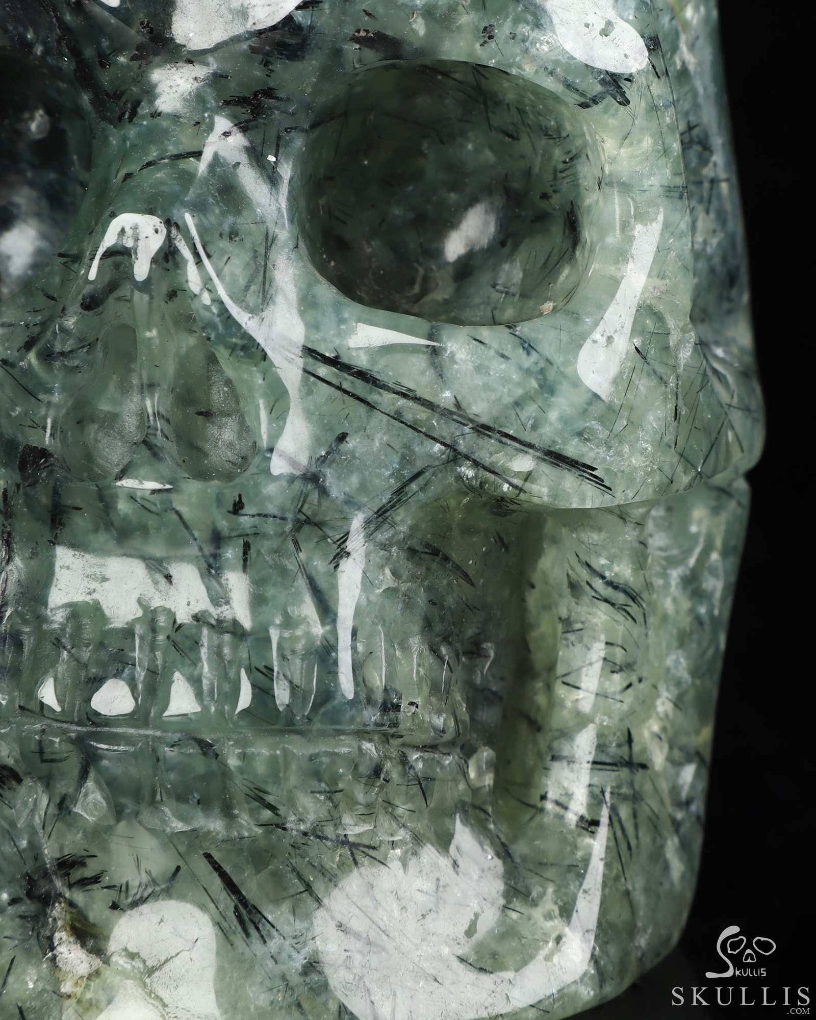 10.6" Prehnite Hand Carved Crystal Skull Fine Art Sculpture, Crystal Healing 10.6" Prehnite Hand Carved Crystal Skull Fine Art Sculpture, Crystal Healing