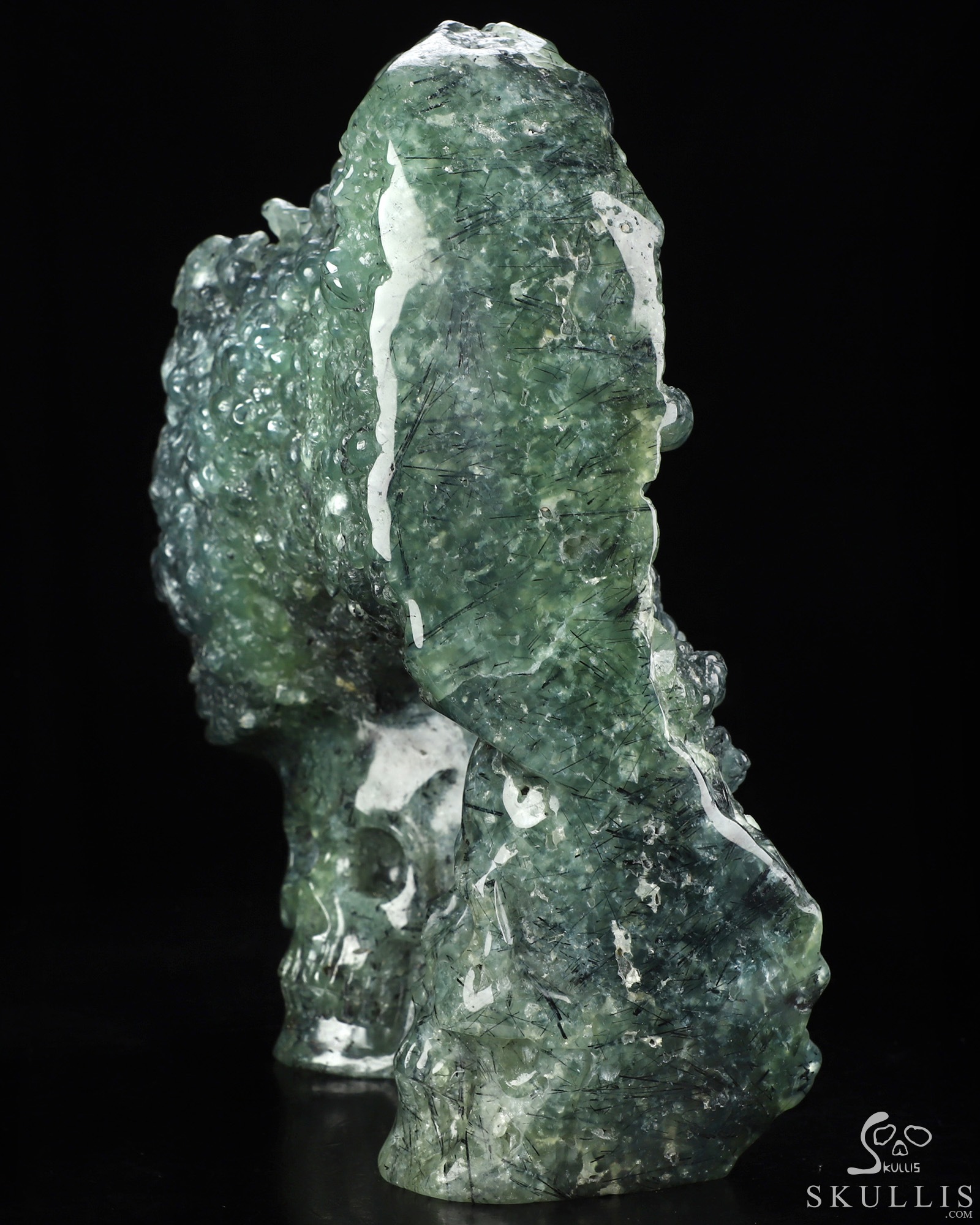10.6" Prehnite Hand Carved Crystal Skull Fine Art Sculpture, Crystal Healing 10.6" Prehnite Hand Carved Crystal Skull Fine Art Sculpture, Crystal Healing
