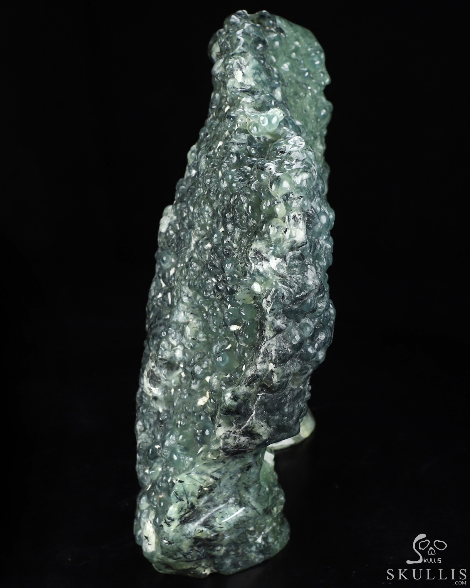 10.6" Prehnite Hand Carved Crystal Skull Fine Art Sculpture, Crystal Healing 10.6" Prehnite Hand Carved Crystal Skull Fine Art Sculpture, Crystal Healing
