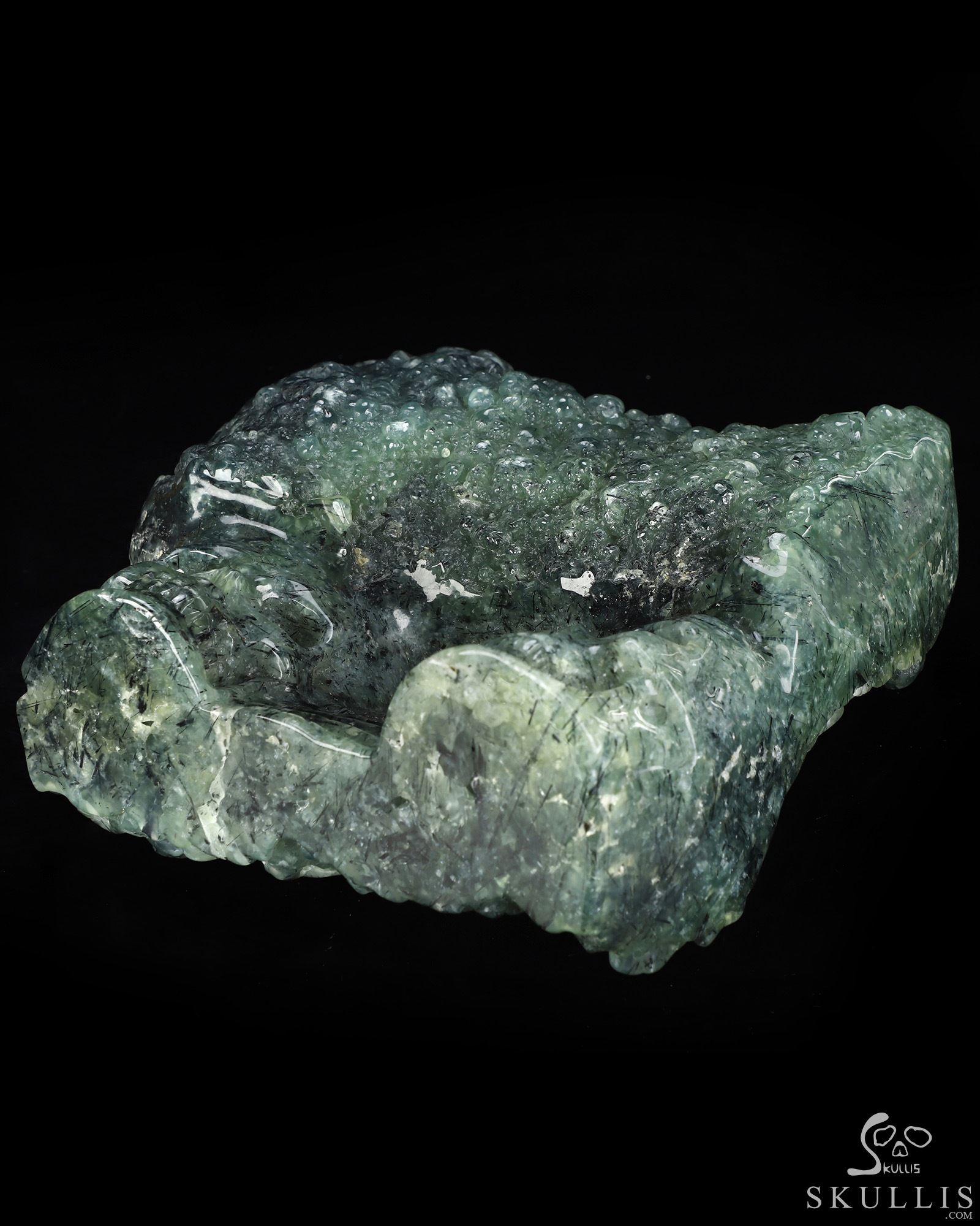 10.6" Prehnite Hand Carved Crystal Skull Fine Art Sculpture, Crystal Healing 10.6" Prehnite Hand Carved Crystal Skull Fine Art Sculpture, Crystal Healing