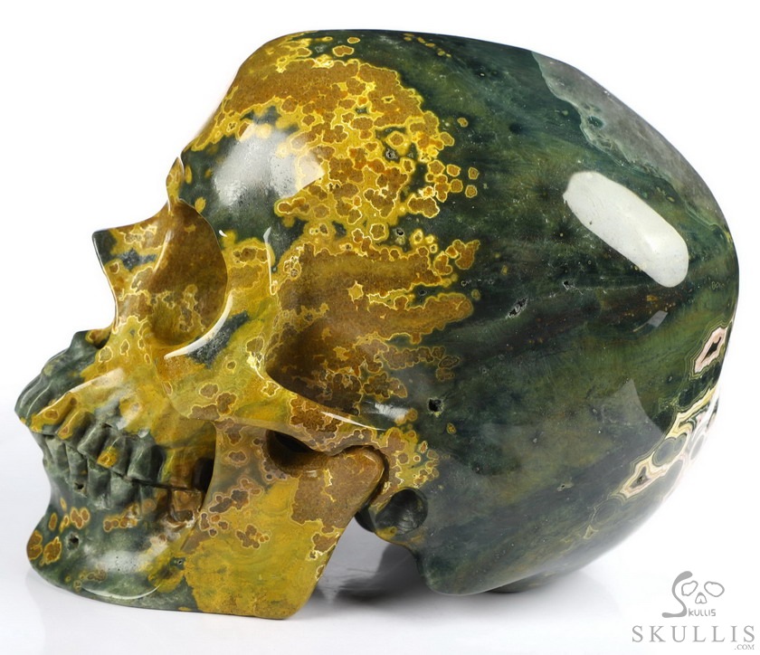 Lifesized 7.0" Ocean Jasper Carved Crystal Skull,Realistic, Crystal Healing Lifesized 7.0" Ocean Jasper Carved Crystal Skull,Realistic, Crystal Healing