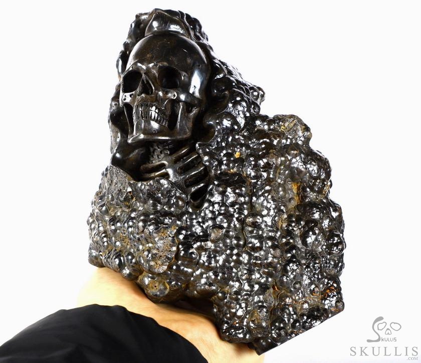 Original Design 7.2" Limonite Carved Crystal Skulls Sculpture, Realistic, Crystal Healing Original Design 7.2" Limonite Carved Crystal Skulls Sculpture, Realistic, Crystal Healing