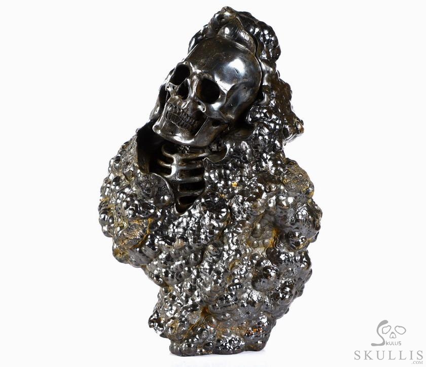 Original Design 7.2" Limonite Carved Crystal Skulls Sculpture, Realistic, Crystal Healing Original Design 7.2" Limonite Carved Crystal Skulls Sculpture, Realistic, Crystal Healing