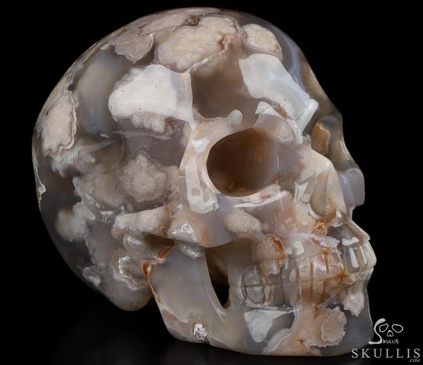 GEODE 5.0" Sakura Agate Carved Crystal Skull, Realistic, Crystal Healing GEODE 5.0" Sakura Agate Carved Crystal Skull, Realistic, Crystal Healing