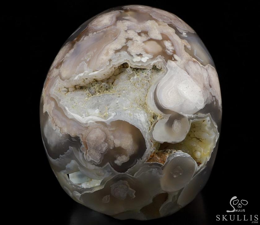 GEODE 5.0" Sakura Agate Carved Crystal Skull, Realistic, Crystal Healing GEODE 5.0" Sakura Agate Carved Crystal Skull, Realistic, Crystal Healing