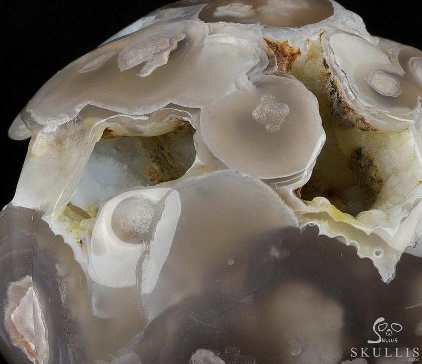 GEODE 5.0" Sakura Agate Carved Crystal Skull, Realistic, Crystal Healing GEODE 5.0" Sakura Agate Carved Crystal Skull, Realistic, Crystal Healing