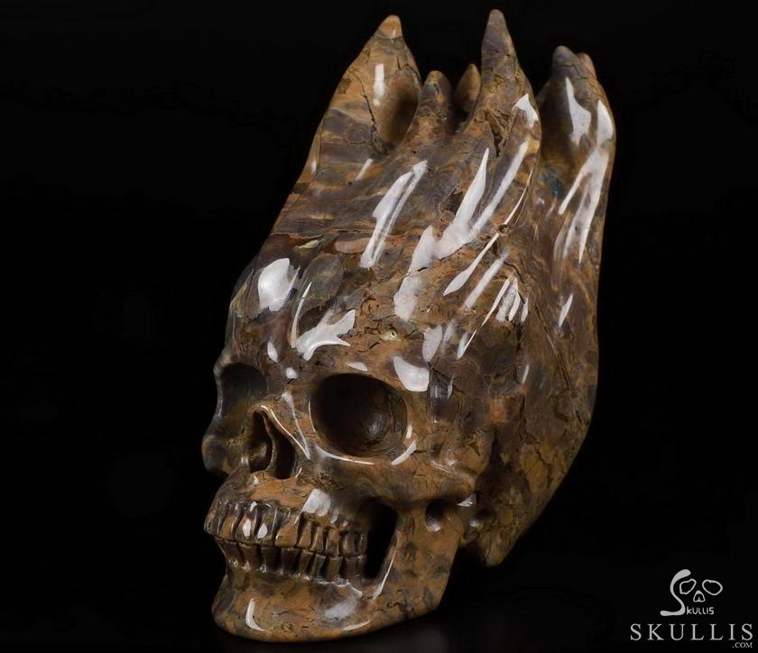 New Design 5.7" Dinosaur Egg Agate Carved Crystal Flaming Skull, Realistic, Crystal Healing New Design 5.7" Dinosaur Egg Agate Carved Crystal Flaming Skull, Realistic, Crystal Healing