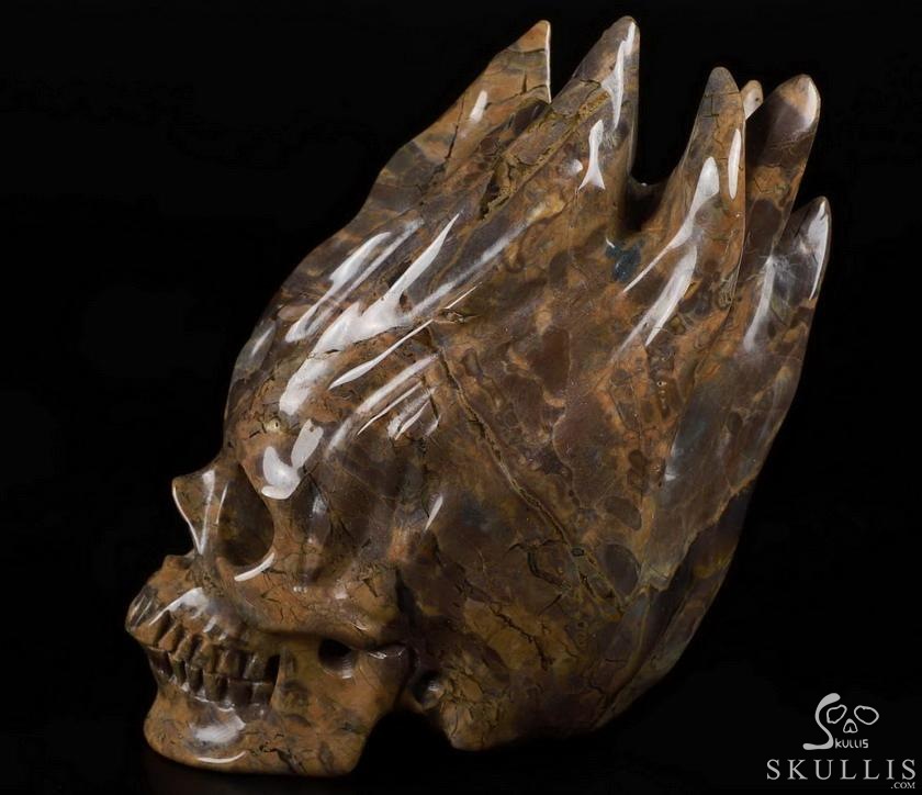 New Design 5.7" Dinosaur Egg Agate Carved Crystal Flaming Skull, Realistic, Crystal Healing New Design 5.7" Dinosaur Egg Agate Carved Crystal Flaming Skull, Realistic, Crystal Healing