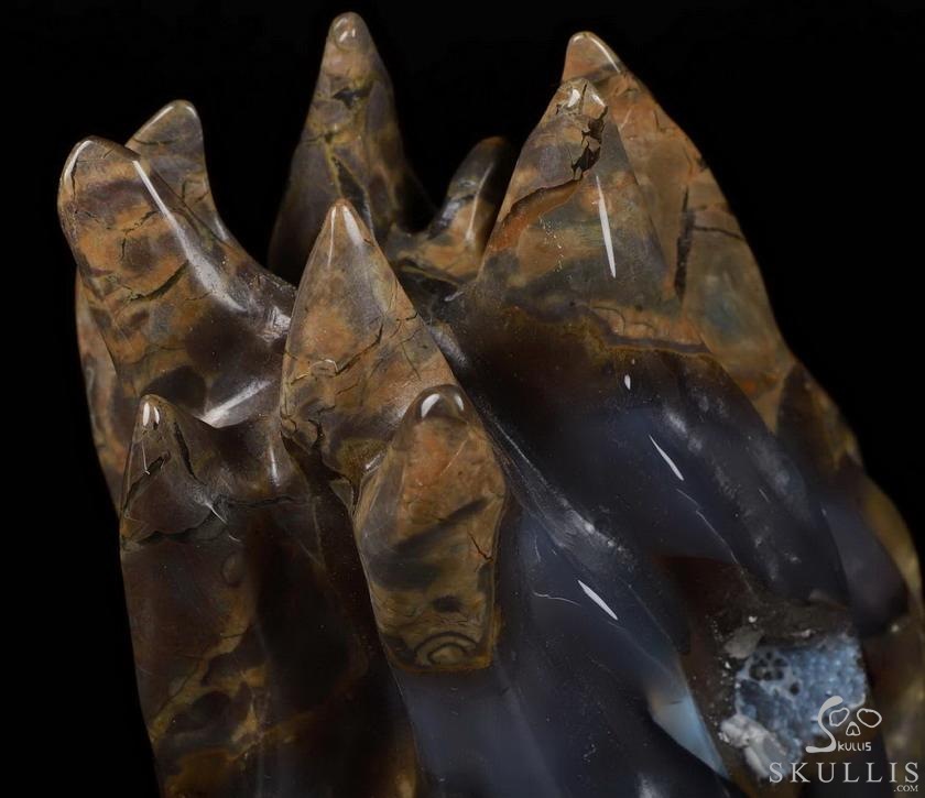 New Design 5.7" Dinosaur Egg Agate Carved Crystal Flaming Skull, Realistic, Crystal Healing New Design 5.7" Dinosaur Egg Agate Carved Crystal Flaming Skull, Realistic, Crystal Healing