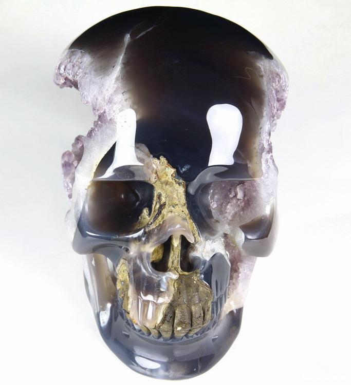 GIANT 7.3" Agate Carved Crystal Skull Geode, Realistic GIANT 7.3" Agate Carved Crystal Skull Geode, Realistic