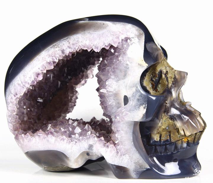GIANT 7.3" Agate Carved Crystal Skull Geode, Realistic GIANT 7.3" Agate Carved Crystal Skull Geode, Realistic
