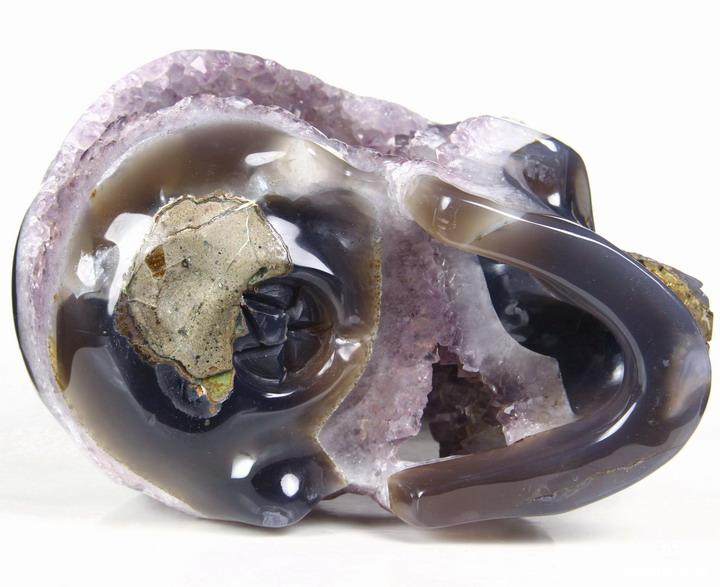 GIANT 7.3" Agate Carved Crystal Skull Geode, Realistic GIANT 7.3" Agate Carved Crystal Skull Geode, Realistic
