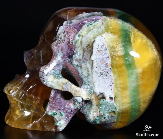 RARE COLORS, HUGE 4.3" FLUORITE Carved Crystal Skull, Super Realistic RARE COLORS, HUGE 4.3" FLUORITE Carved Crystal Skull, Super Realistic